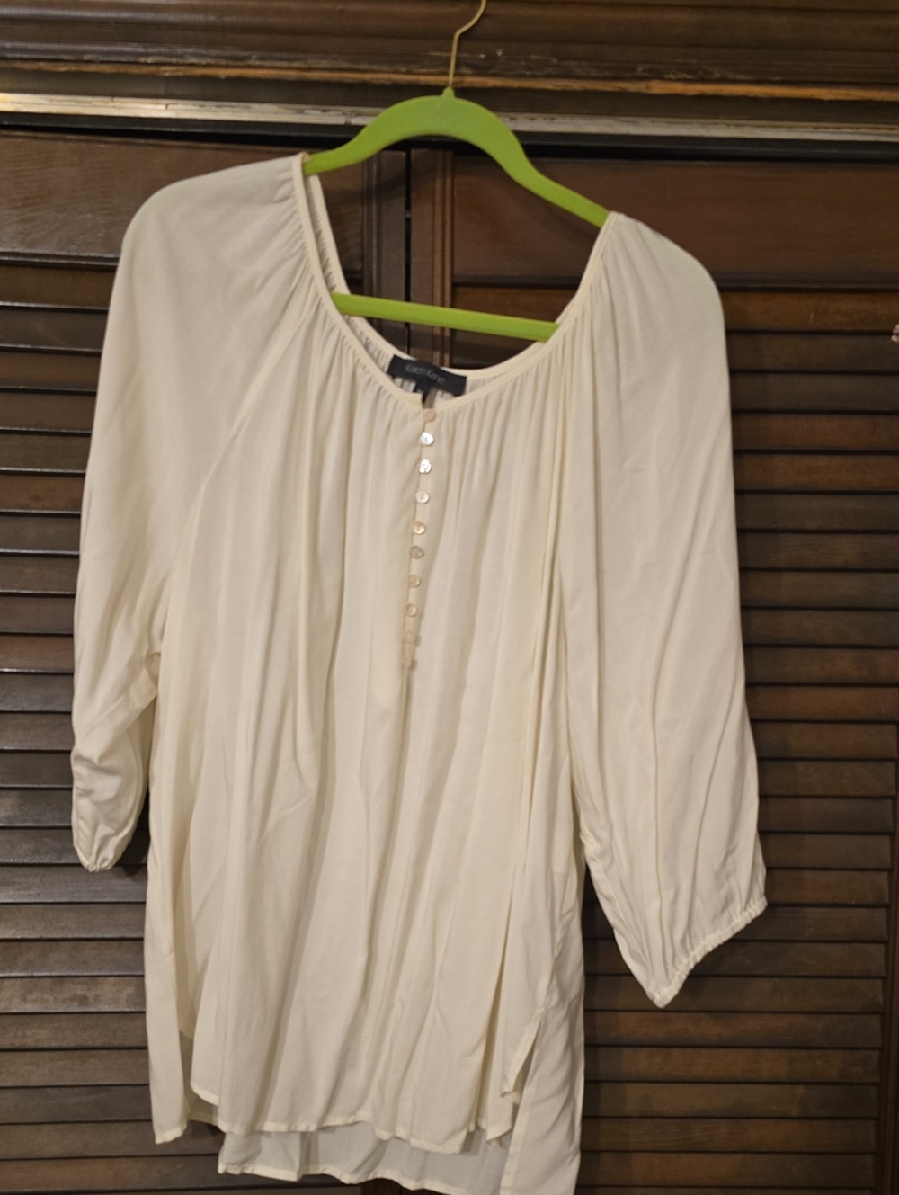 Karen Kane Cream Peasant Tunic with Button Placket